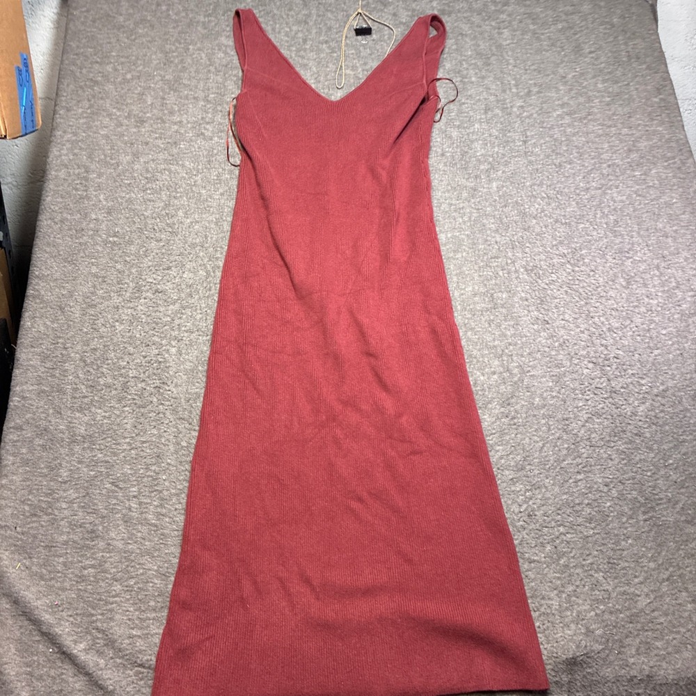 Free‎ People Beach Ribbed Maxi Dress Women L Maroon V-Neck Sleeveless